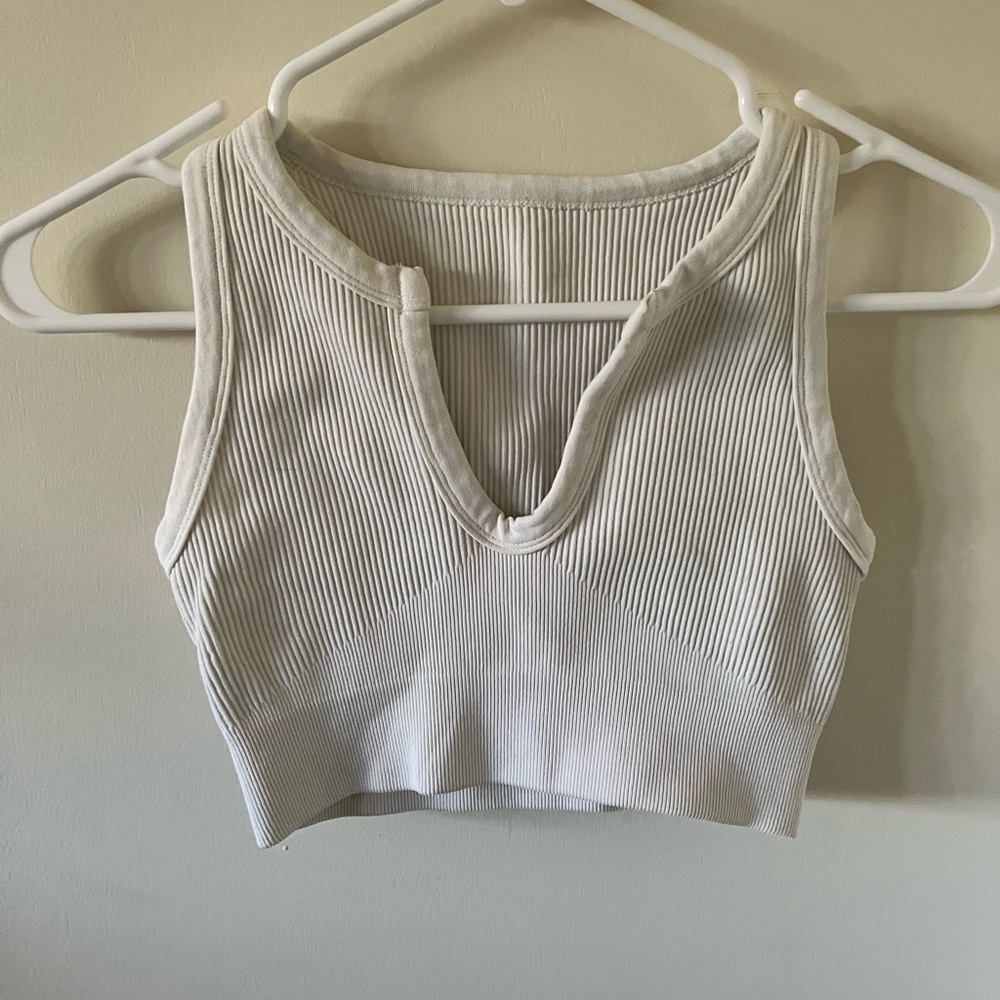 White Ribbed Crop Top